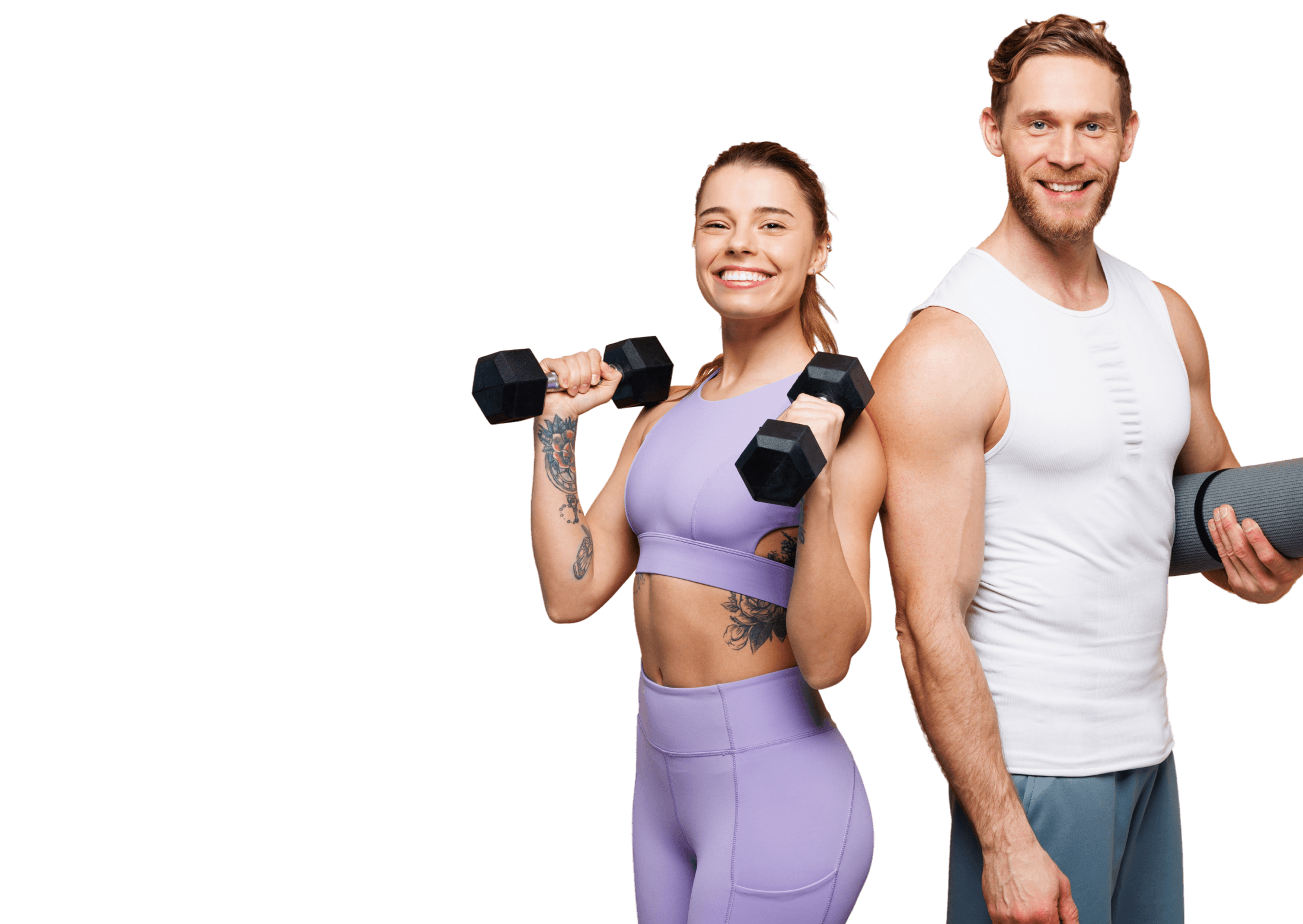 Fitness couple with dumbbells